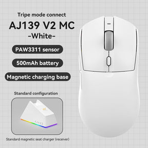 Ajazz AJ139 V2 MC Tri-Mode Gaming Mouse Light Weight with Magnetic Charging Dock