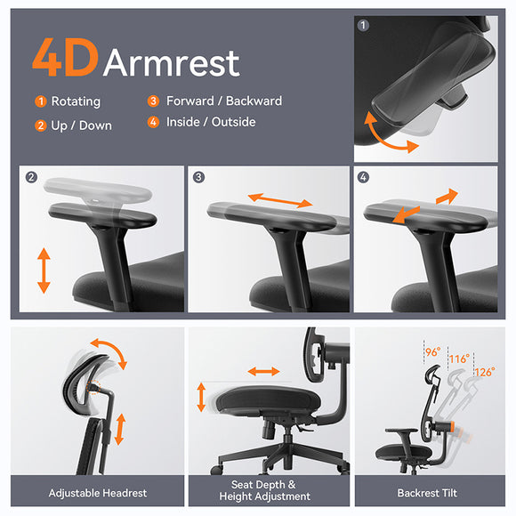 NEWTRAL MAGICH003 Ergonomic Office Chair with Adaptive Lower Back Support