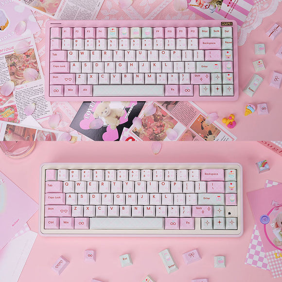 PIWIJOY Summer Dessert Cherry Proflie Keycap Set 146 Keys Support Alice ISO