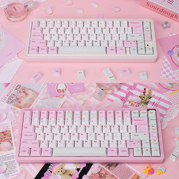 PIWIJOY Summer Dessert Cherry Proflie Keycap Set 146 Keys Support Alice ISO