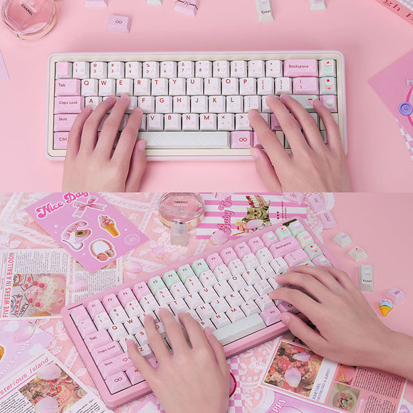 PIWIJOY Summer Dessert Cherry Proflie Keycap Set 146 Keys Support Alice ISO