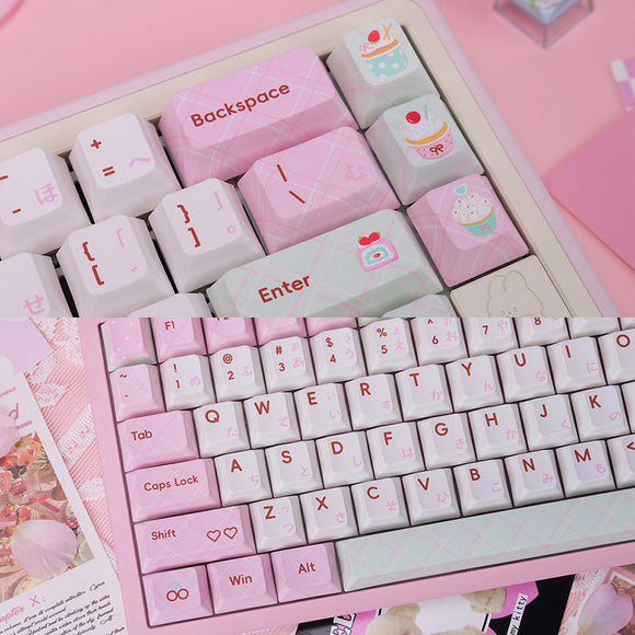 PIWIJOY Summer Dessert Cherry Proflie Keycap Set 146 Keys Support Alice ISO