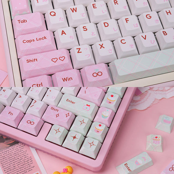 PIWIJOY Summer Dessert Cherry Proflie Keycap Set 146 Keys Support Alice ISO