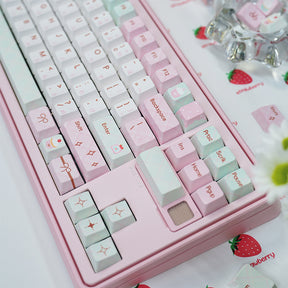 PIWIJOY Summer Dessert Cherry Proflie Keycap Set 146 Keys Support Alice ISO