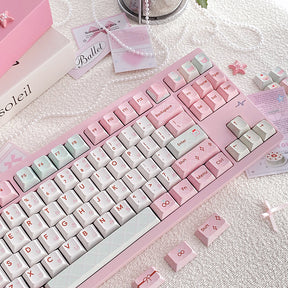 PIWIJOY Summer Dessert Cherry Proflie Keycap Set 146 Keys Support Alice ISO