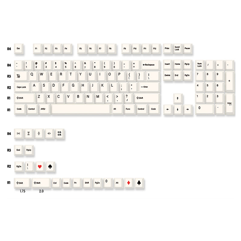 ACGAM Minimalist White Dye-Subbed PBT MDA Profile Keycap Set 126 Keys ...